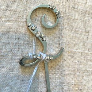Monogram L Wedding Cake Topper Pick NEW Paris Silver Crystal "L"